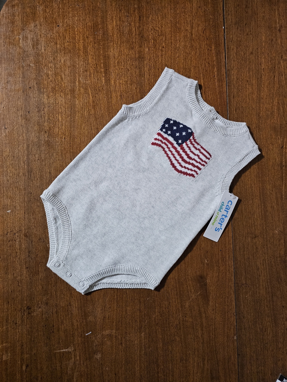 Carter's Gray Knit Sleeveless Onesie with American Flag